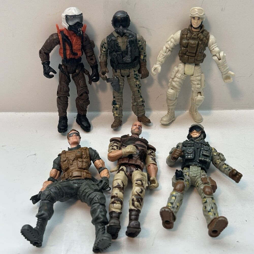 Military Action Figure Soldier Unbranded 3.5” Toy 6 Figure Lot